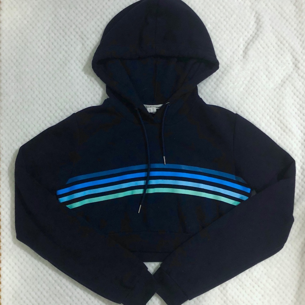 🌻Striped Blue Cropped Hoodie🌻